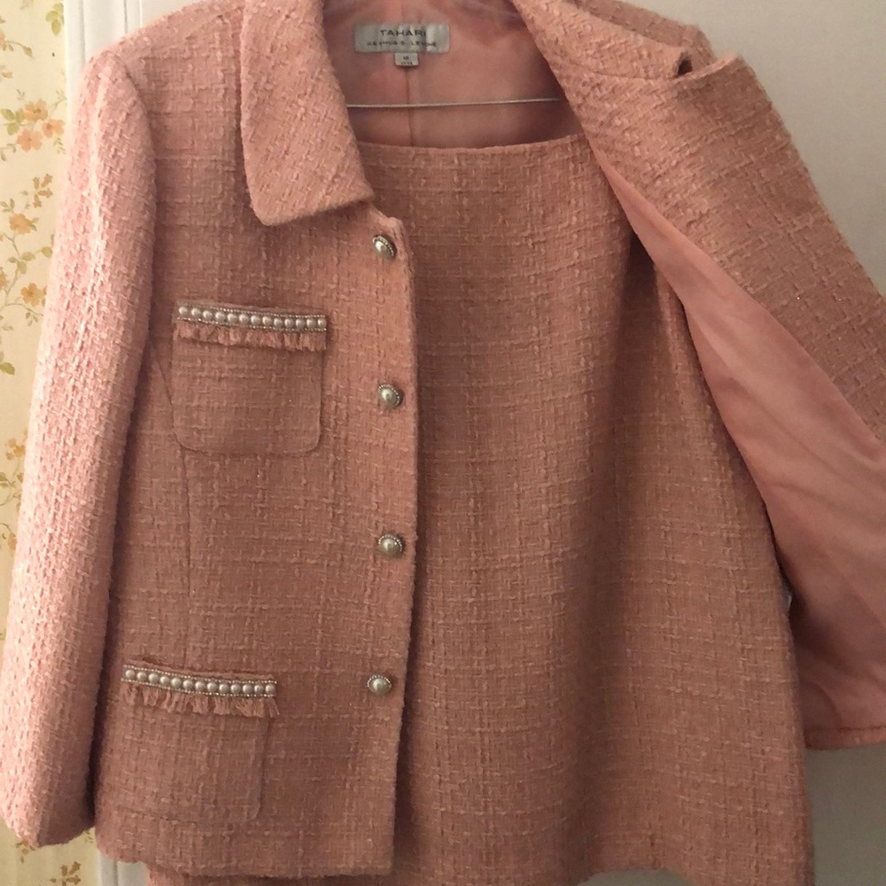 Pretty, pink, tweed power suit
